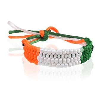 Cotton multi colour tiranga tri-colour patriotic bracelet 4