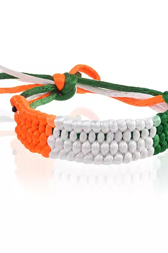 Cotton multi colour tiranga tri-colour patriotic bracelet