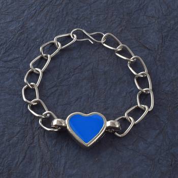 Stainless steel imitation firoza heartshape bracelet for men women 1