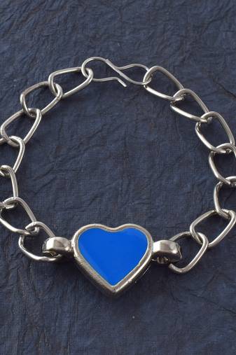 Stainless steel imitation firoza heartshape bracelet for men women