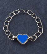Stainless steel imitation firoza heartshape bracelet for men women