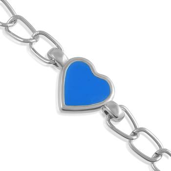 Stainless steel imitation firoza heartshape bracelet for men women 3