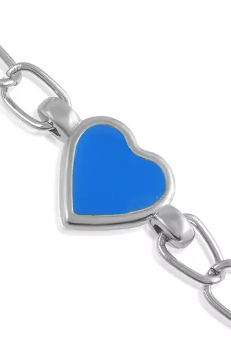 Stainless steel imitation firoza heartshape bracelet for men women