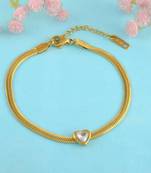 Brass micron gold imitation diamond heartshape bracelet for men women
