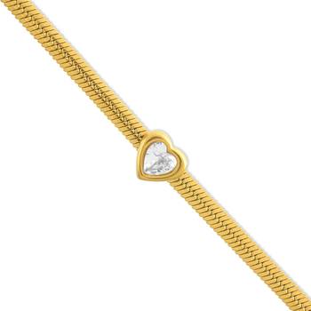 Brass micron gold imitation diamond heartshape bracelet for men women 2