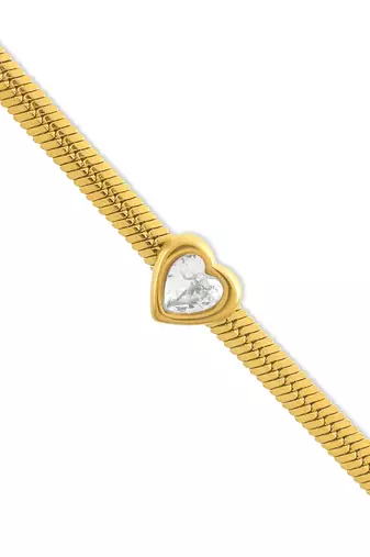 Brass micron gold imitation diamond heartshape bracelet for men women