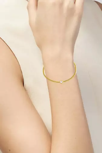 Brass micron gold imitation diamond heartshape bracelet for men women