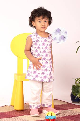 Vastramay infant boys purple cotton blend kurta pyjama set