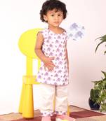 infant boys purple cotton blend kurta pyjama set