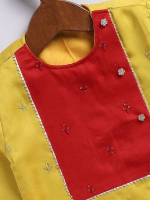  infant boys yellow and cream silk blend kurta and dhoti set 4