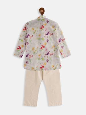  infant  multicolor-base-cream cotton blend kurta pyjama set 3