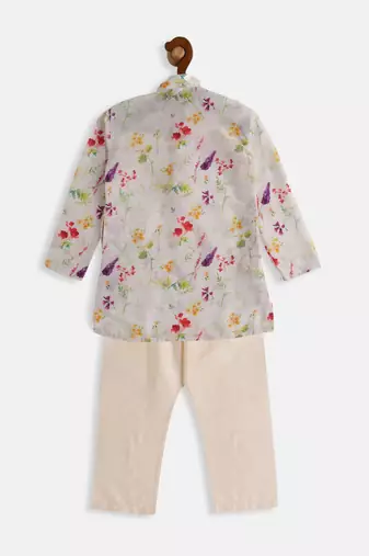  infant  multicolor-base-cream cotton blend kurta pyjama set