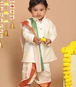  infant  cream cotton blend kurta dhoti and dupatta