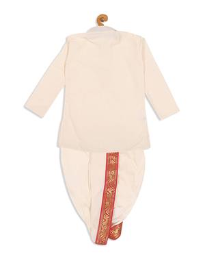  infant  cream cotton blend kurta dhoti and dupatta 4
