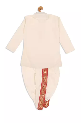  infant  cream cotton blend kurta dhoti and dupatta