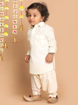  infant  cream cotton blend pathani kurta set 2