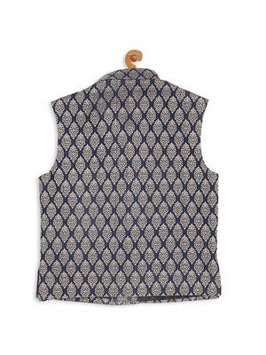  infant  blue and gold silk blend nehru jacket 3