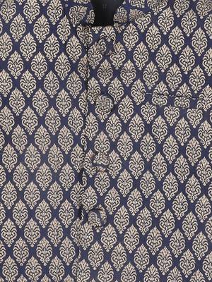  infant  blue and gold silk blend nehru jacket 4