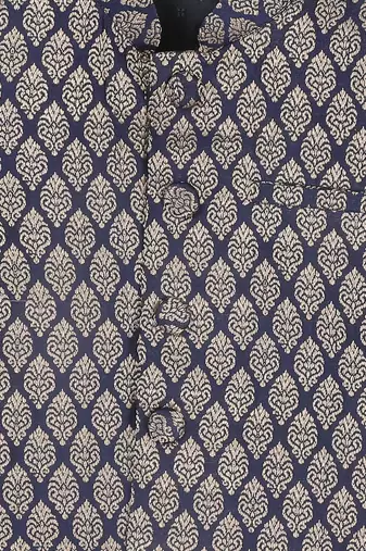  infant  blue and gold silk blend nehru jacket