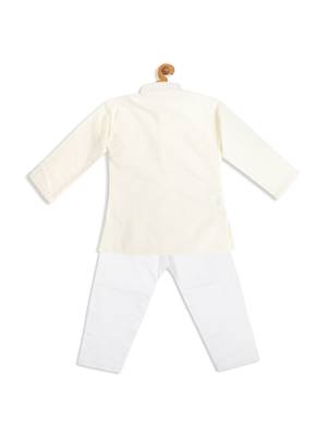 infant  cream and white cotton blend kurta pyjama set 4