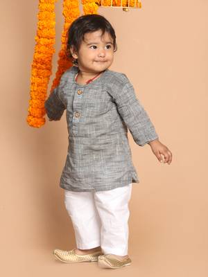  infant  grey pure cotton kurta pyjama set 1