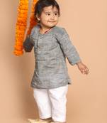  infant  grey pure cotton kurta pyjama set