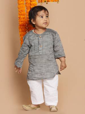  infant  grey pure cotton kurta pyjama set 2