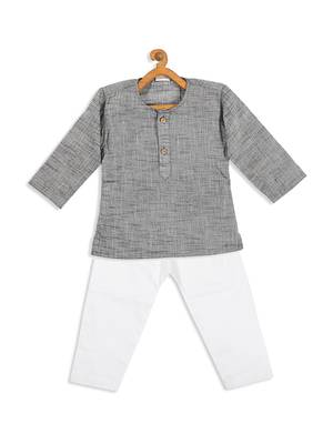  infant  grey pure cotton kurta pyjama set 3