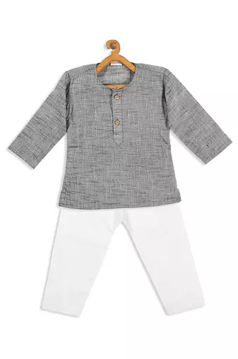  infant  grey pure cotton kurta pyjama set