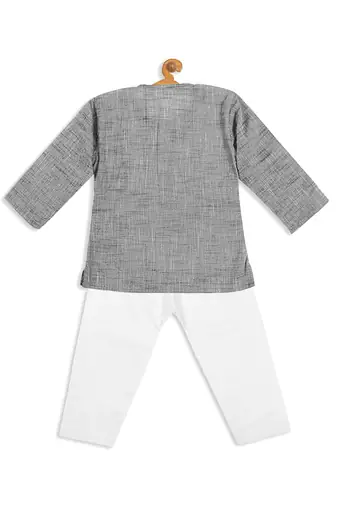  infant  grey pure cotton kurta pyjama set