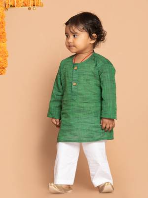  infant  green pure cotton kurta pyjama set 2