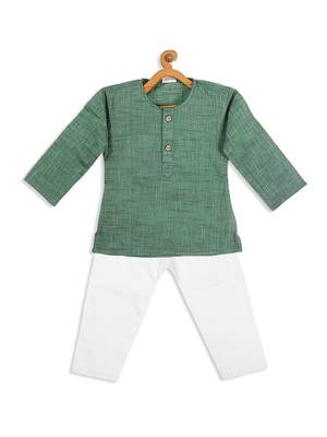  infant  green pure cotton kurta pyjama set 3