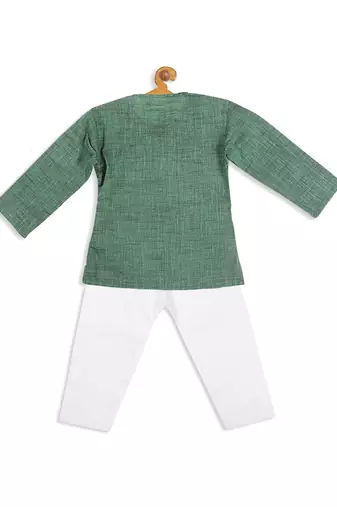  infant  green pure cotton kurta pyjama set