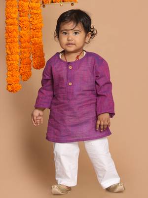  infant  purple pure cotton kurta pyjama set 1