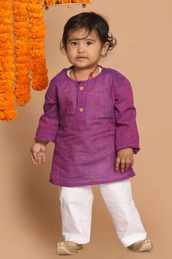  infant boys purple pure cotton kurta pyjama set
