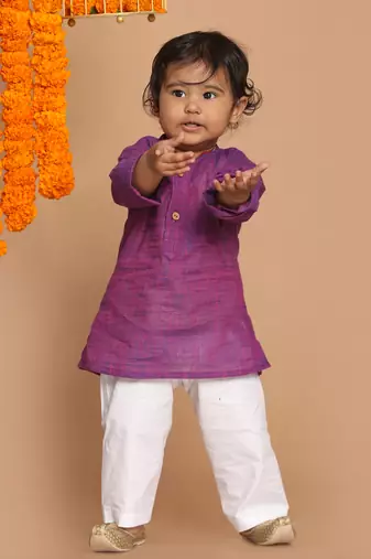  infant  purple pure cotton kurta pyjama set