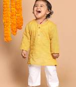  infant  yellow pure cotton kurta pyjama set