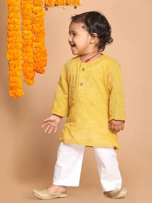  infant  yellow pure cotton kurta pyjama set 2