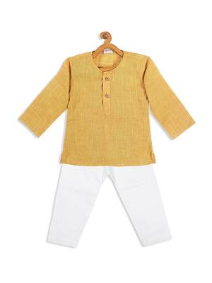  infant  yellow pure cotton kurta pyjama set 3
