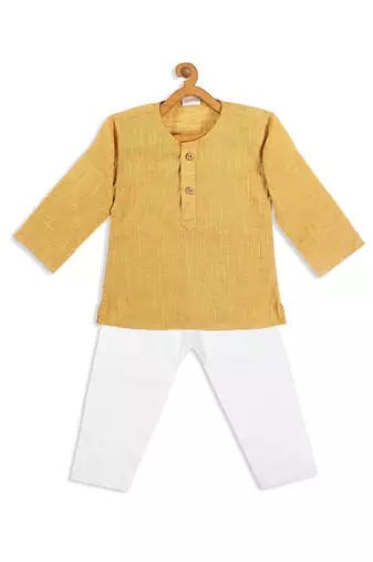  infant  yellow pure cotton kurta pyjama set