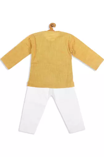  infant  yellow pure cotton kurta pyjama set