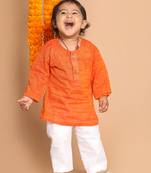  infant  orange pure cotton kurta pyjama set