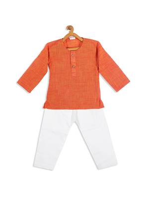  infant  orange pure cotton kurta pyjama set 3