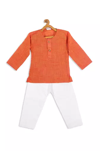  infant  orange pure cotton kurta pyjama set