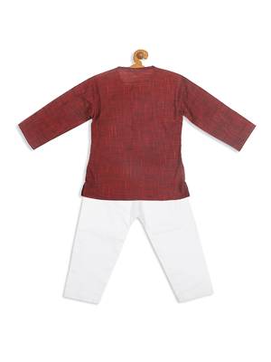  infant  maroon pure cotton kurta pyjama set 4