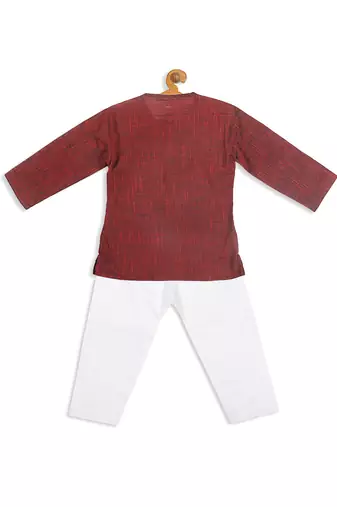  infant  maroon pure cotton kurta pyjama set