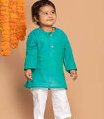  infant  turquoise pure cotton kurta pyjama set