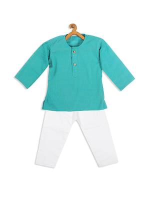  infant  turquoise pure cotton kurta pyjama set 3