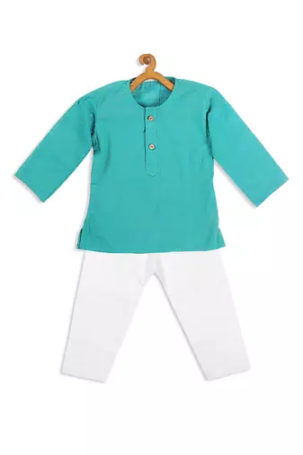  infant  turquoise pure cotton kurta pyjama set