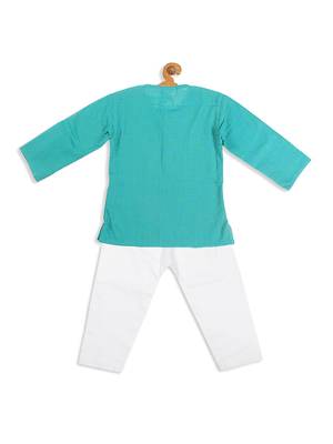  infant  turquoise pure cotton kurta pyjama set 4